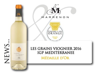 Médaille d'Or à Orange pour Les Grains Viognier 2016